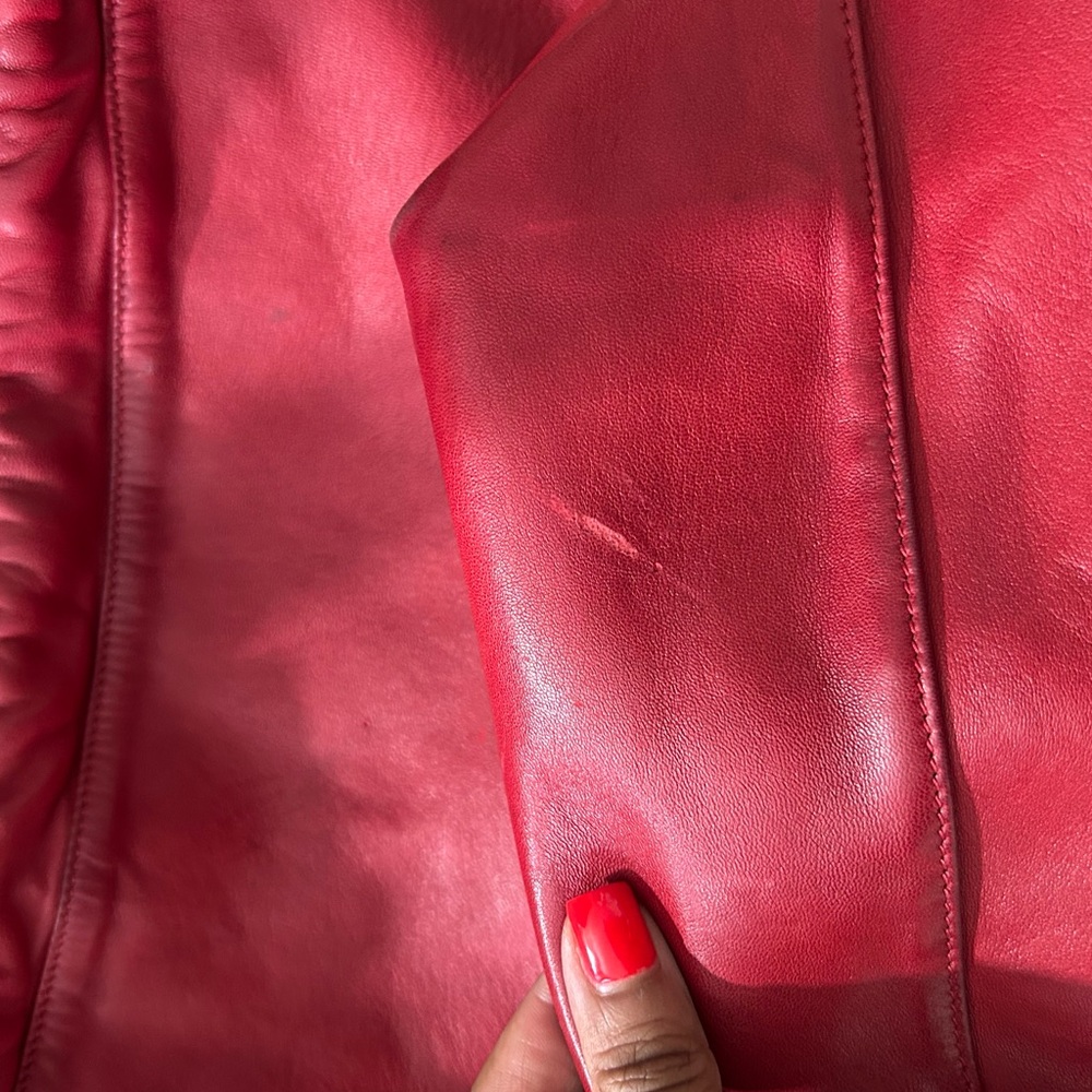 Saint Laurent Lambskin Teddy Drawstring Bag Eros Red - Picture 15 of 16